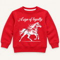 Kids Bright Red Horse Graphic Sweatshirt – Boys & Girls Full Sleeve Crew Neck Winter Pullover