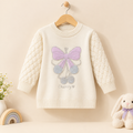 Girls Woolen Sweatshirt Bow Light Yellow