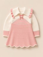 Girls Woolen Frock White and Pink