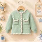 Girls Winter Open Sweater vest green