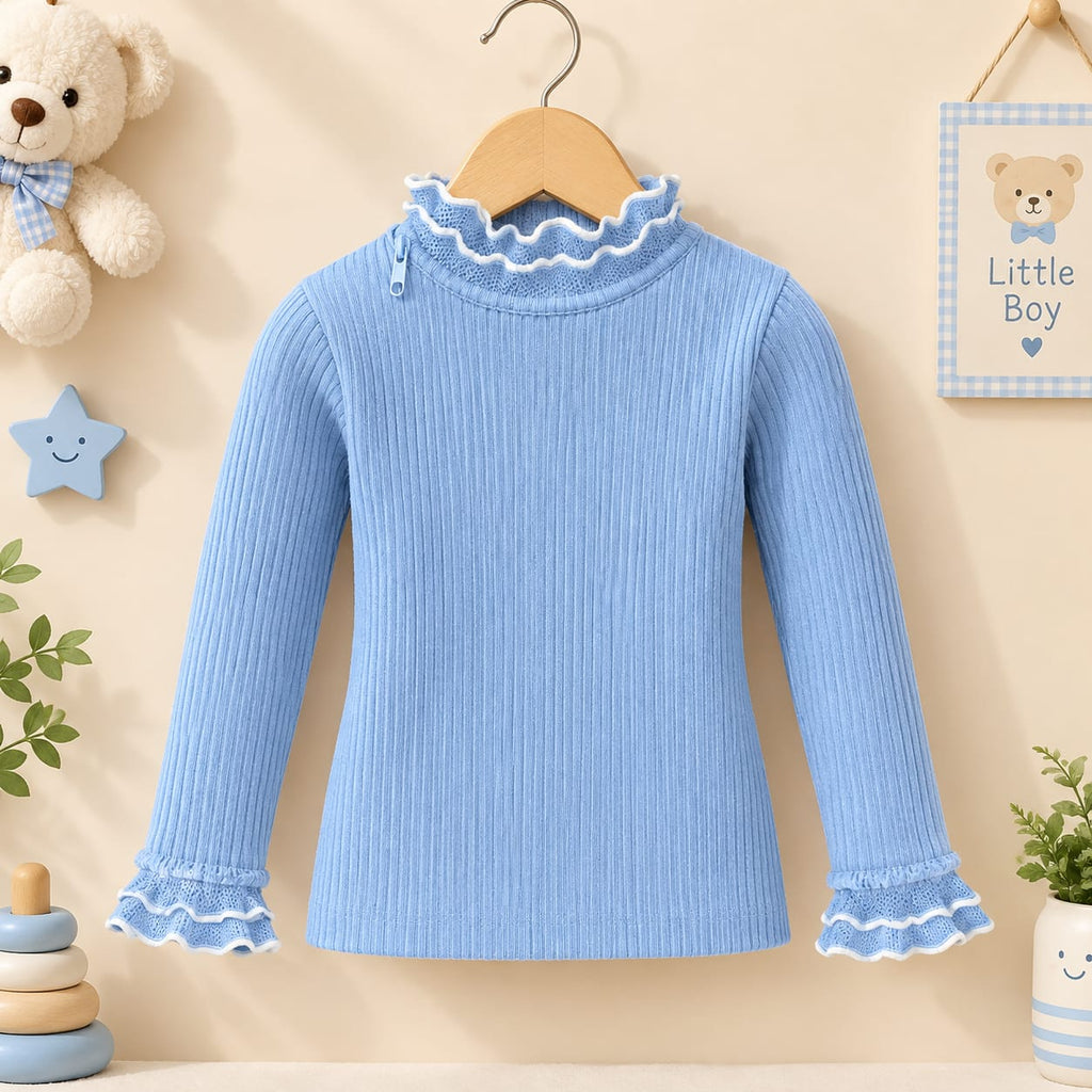 Girls Winter Mock Neck Sky Blue