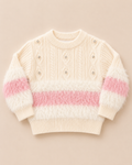 Girls Fur Sweatshirt With Beads Off-White
