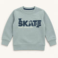 Kids Sage Green Skate Graphic Sweatshirt – Boys & Girls Full Sleeve Crew Neck Winter Pullover