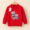 Girls Woolen Sweatshirt Bear Red