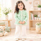 Girls Winter Open Sweater vest green