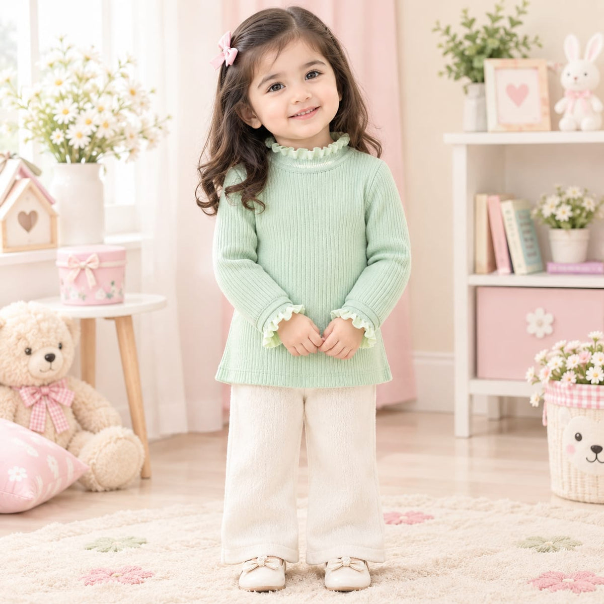 Girls Winter Mock neck Green