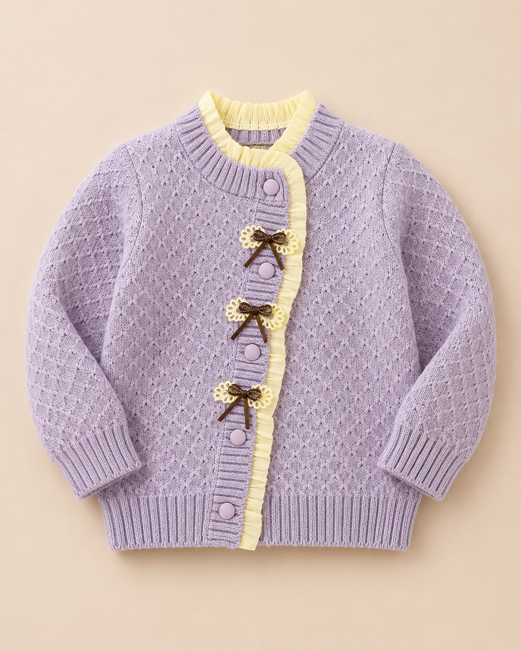 Light Purple Front Open Woolen Shirt