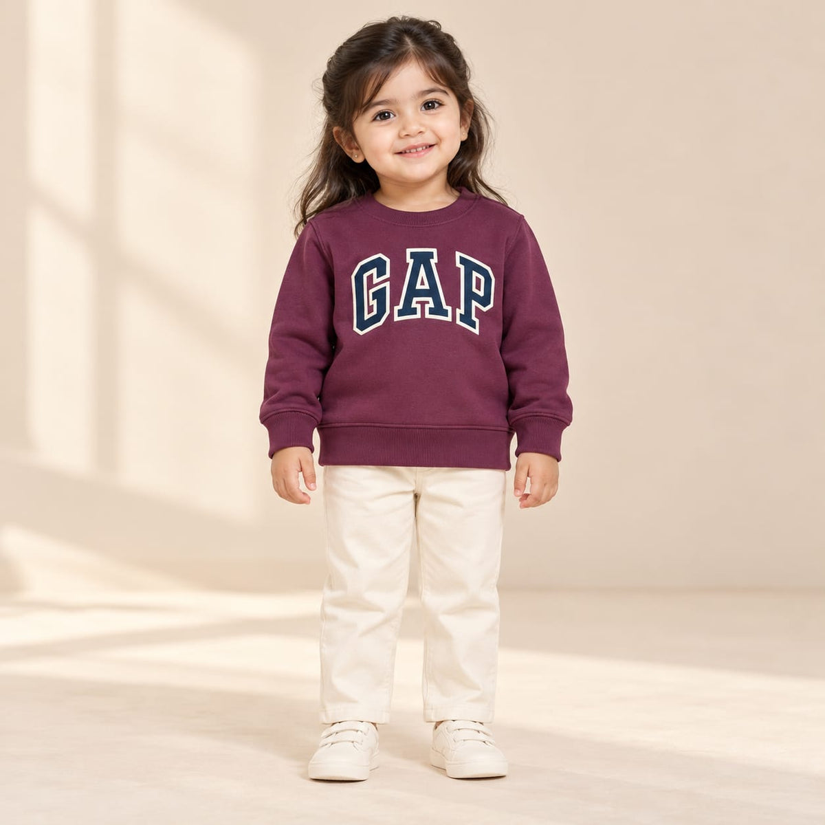 Kids Maroon GAP Logo Sweatshirt – Boys & Girls Full Sleeve Crew Neck Winter Pullover