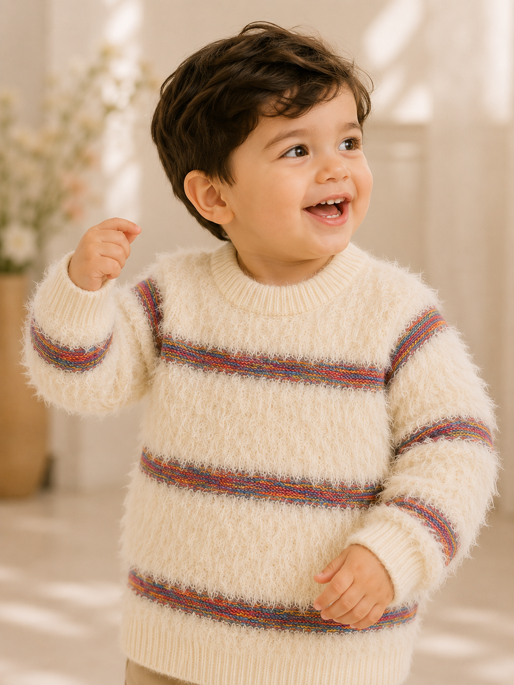 Boys Fur Sweatshirt Off-white