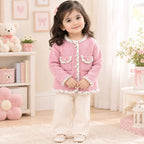 Girls Winter Open Sweater Vest Pink