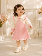 Girls Woolen Frock White and Pink
