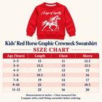 Kids Bright Red Horse Graphic Sweatshirt – Boys & Girls Full Sleeve Crew Neck Winter Pullover