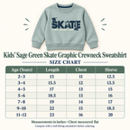 Kids Sage Green Skate Graphic Sweatshirt – Boys & Girls Full Sleeve Crew Neck Winter Pullover