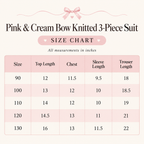 Baby Girls Pink Knitted Sweater with Cream Cable Knit Vest Design & Ruffle Pants – 2-Piece Winter Outfit