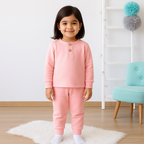 Kids Henley Pajama Set Baby Pink