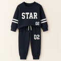 Kids Printed Fleece Tracksuit Star Navy Blue - Sunshine