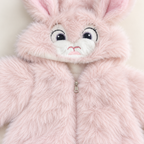 Baby Girls Light Pink Fluffy Bunny Hooded Faux Fur Jacket – Soft Winter Coat