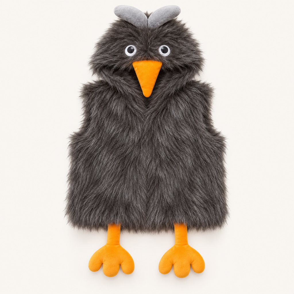 Kids Black Fluffy Chicken Hooded Faux Fur Vest – Cute Winter Outfit
