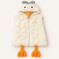 Kids Light Yellow Fluffy Chicken Hooded Faux Fur Vest – Cute Winter Outfit