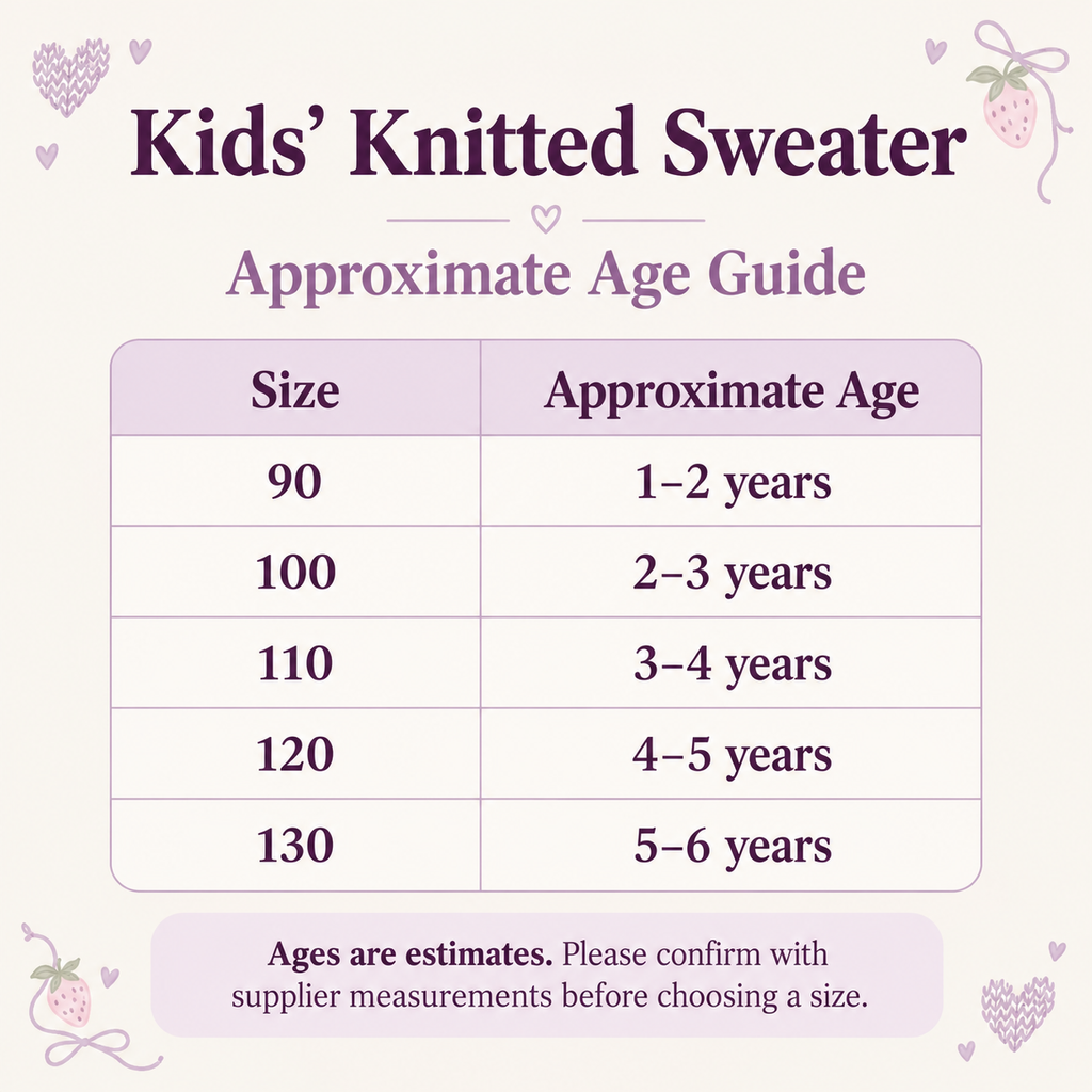 Girls’ Lavender Character Appliqué Knitted Winter Sweater with Bow