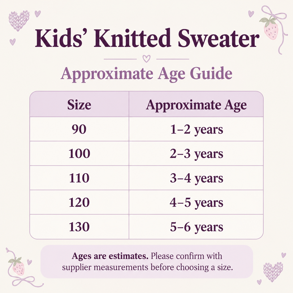 Girls’ Lavender Bunny Appliqué Knitted Winter Sweater