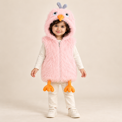 Baby Girls Light Pink Fluffy Bunny Hooded Faux Fur Jacket – Cute Winter Coat
