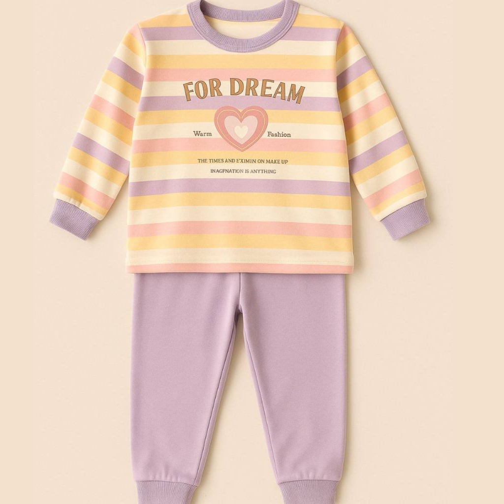 Kids’  For Dream Rainbow Stripe Soft Sweatshirt & Pants Set