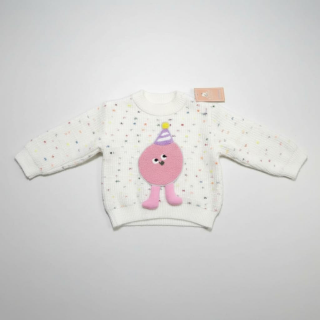 Winter Knit Sweater for Baby Girls with Cute Cartoon Design