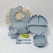 Baby Silicone Feeding Set – 6-Piece Complete Mealtime Kit -Seagreen