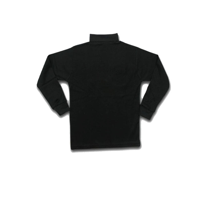 Woolen Mock High Neck Sweater for Kids-Black