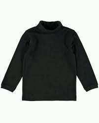 Woolen Mock High Neck Sweater for Kids-Black