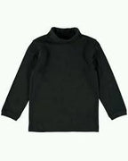 Woolen Mock High Neck Sweater for Kids-Black